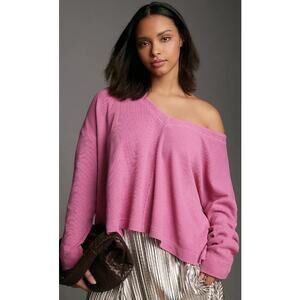 Anthropologie Pilcro Pink Thermal Knit V Neck Long Sleeve Shirt Womens 2X